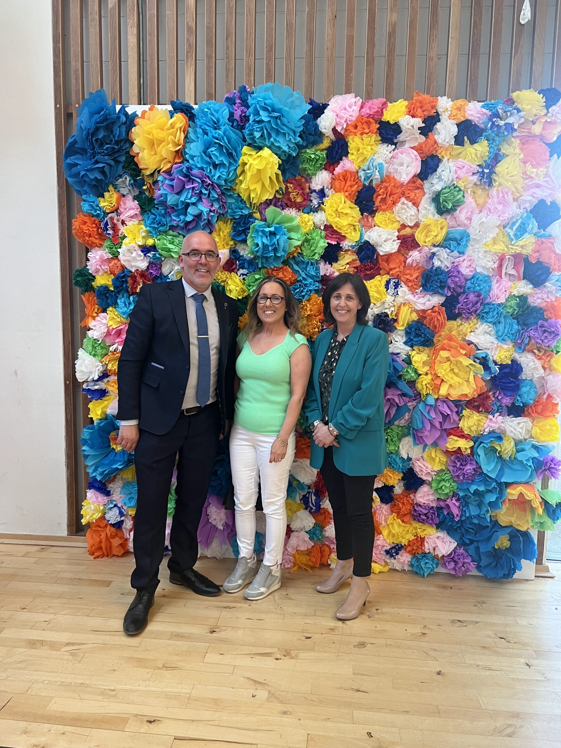 Clllr. Liona O'Toole at Griiffeen Community College inaugural Graduation with cuurent Principle Noel Kelly and former Principle Rachel McGrath