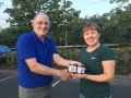 Cllr. Liona O'Toole receiving first Batch of Palmerstown Mill Lane honey from Bee Keeper Chris Merrigan.